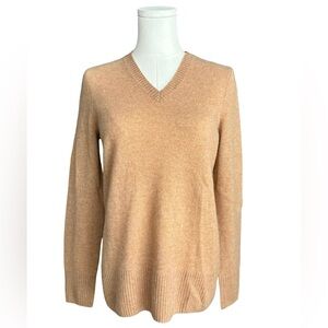 100% Cashmere Saks Fifth Avenue Camel V Neck Sweater